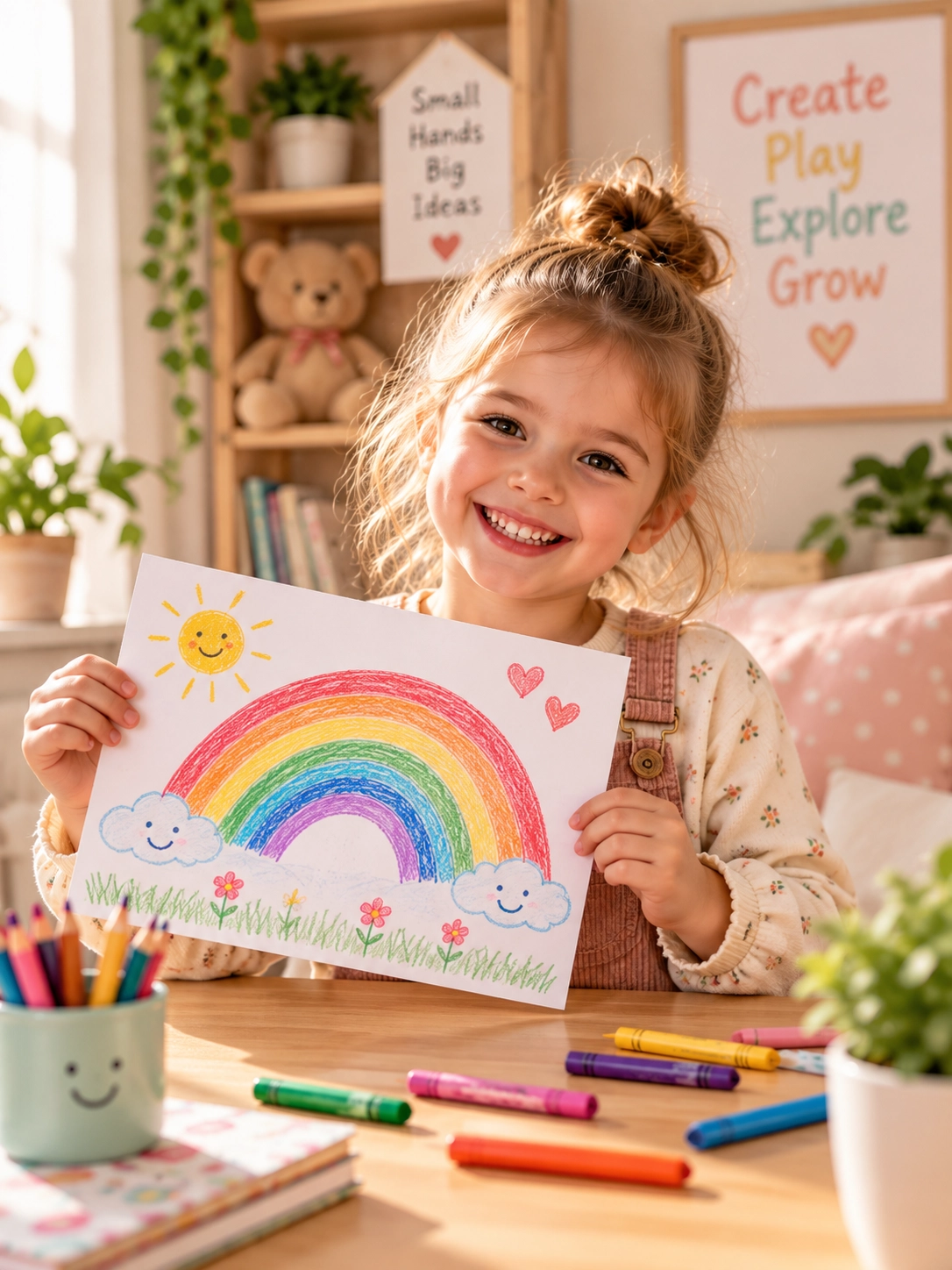 Child painting rainbow